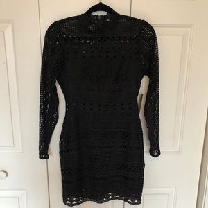 Lulus Crochet Lace Long Sleeve Sheath Dress - New